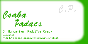 csaba padacs business card